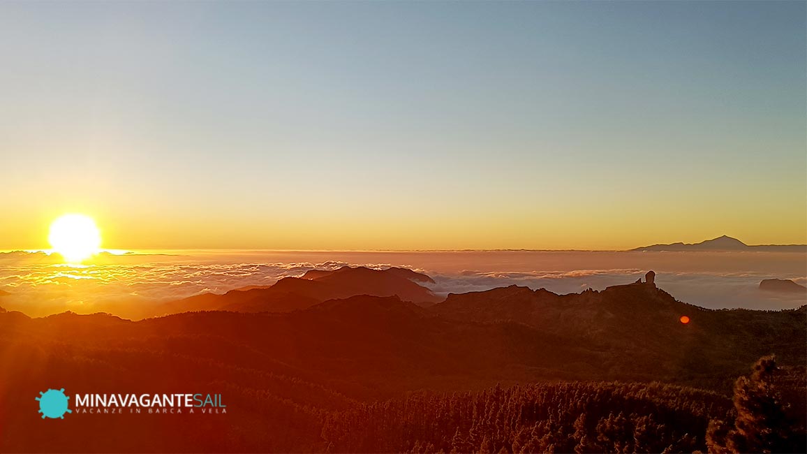 Foto del tramonto che abbiamo ammirato al Pico de Las Nieves, a Gran Canaria